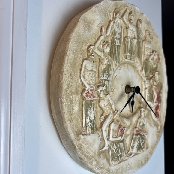 Hand painted Wall Clock Twelve Greek Roman Olympian Gods Sculpture Cast Stone - Picture 2 of 10
